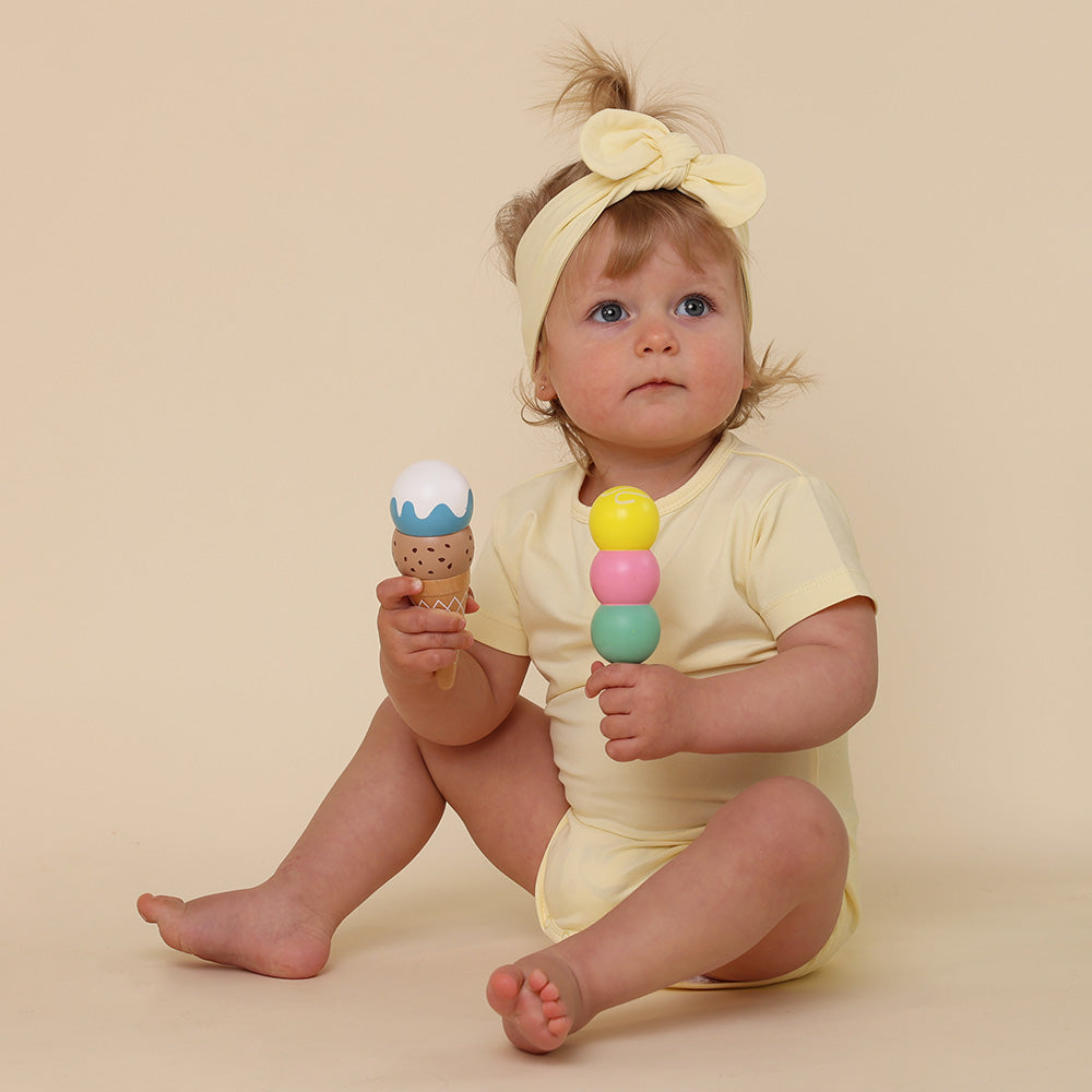Lemon Sorbet Short Sleeve Organic Bodysuit - View 7