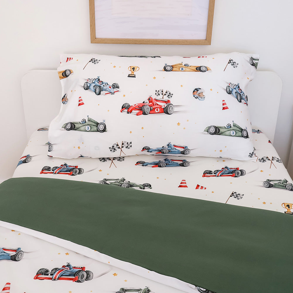 Bundle - Little Racers Double Bedding - 1 x Sheet + 1 x Quilt Cover + 2 x Pillowcases - View 2