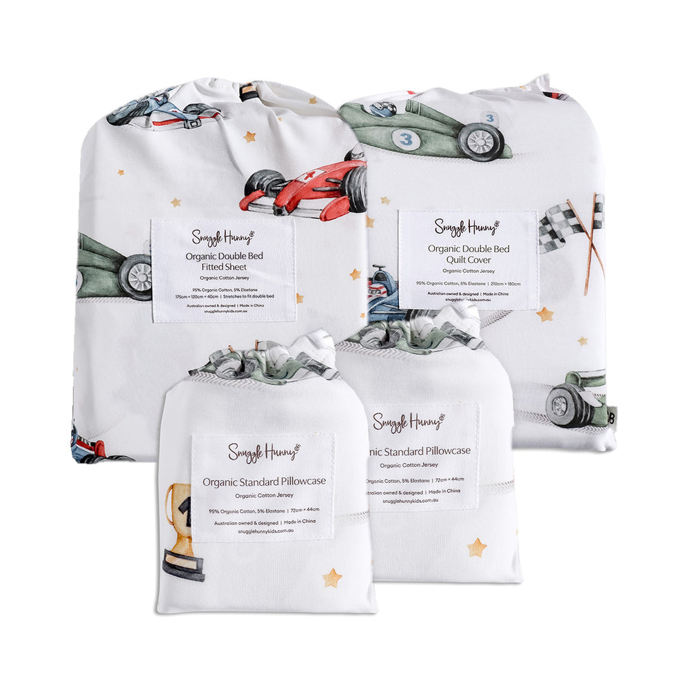 Bundle - Little Racers Double Bedding - 1 x Sheet + 1 x Quilt Cover + 2 x Pillowcases - View 1