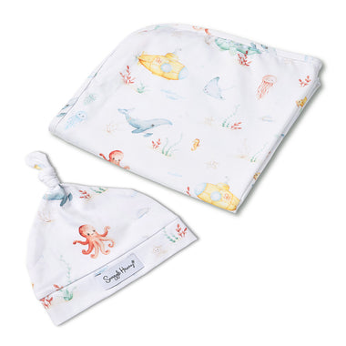Little Subs Organic Jersey Wrap & Beanie Set | Snuggle Hunny