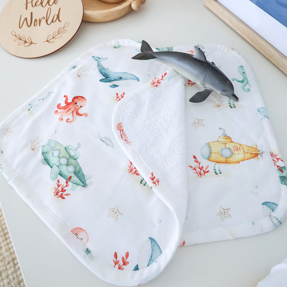 Little Subs Organic Baby Towel & Wash Cloth Set - View 6
