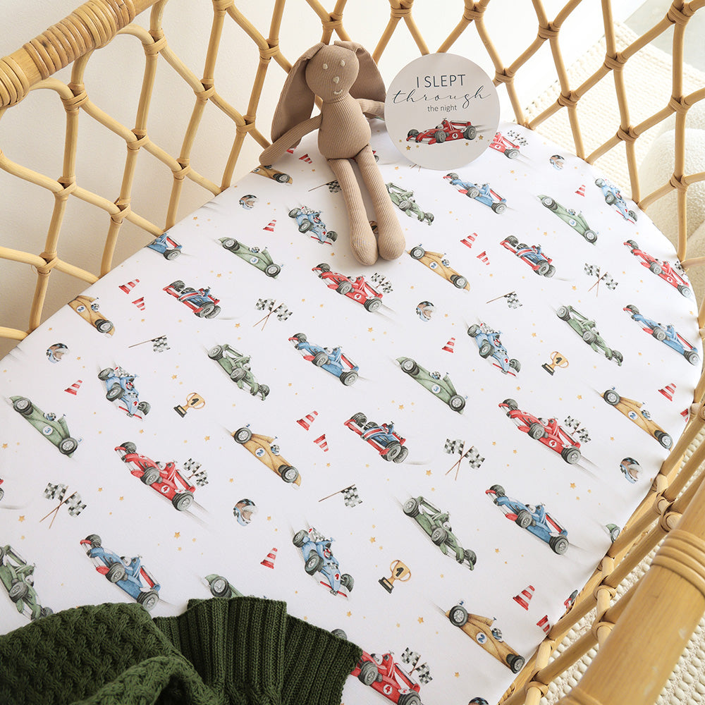 Little Racers Organic Bassinet Sheet / Change Pad Cover - View 4
