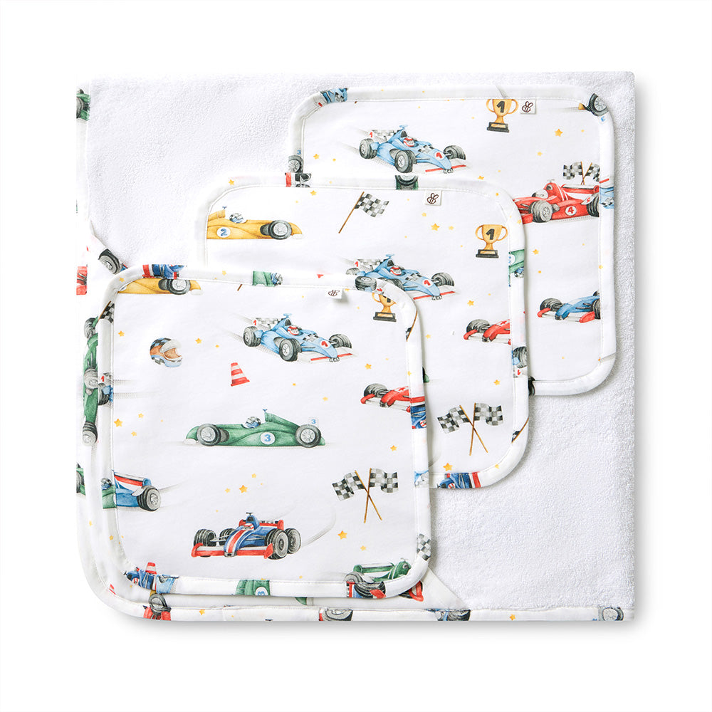 Little Racers Organic Baby Towel & Wash Cloth Set - View 1
