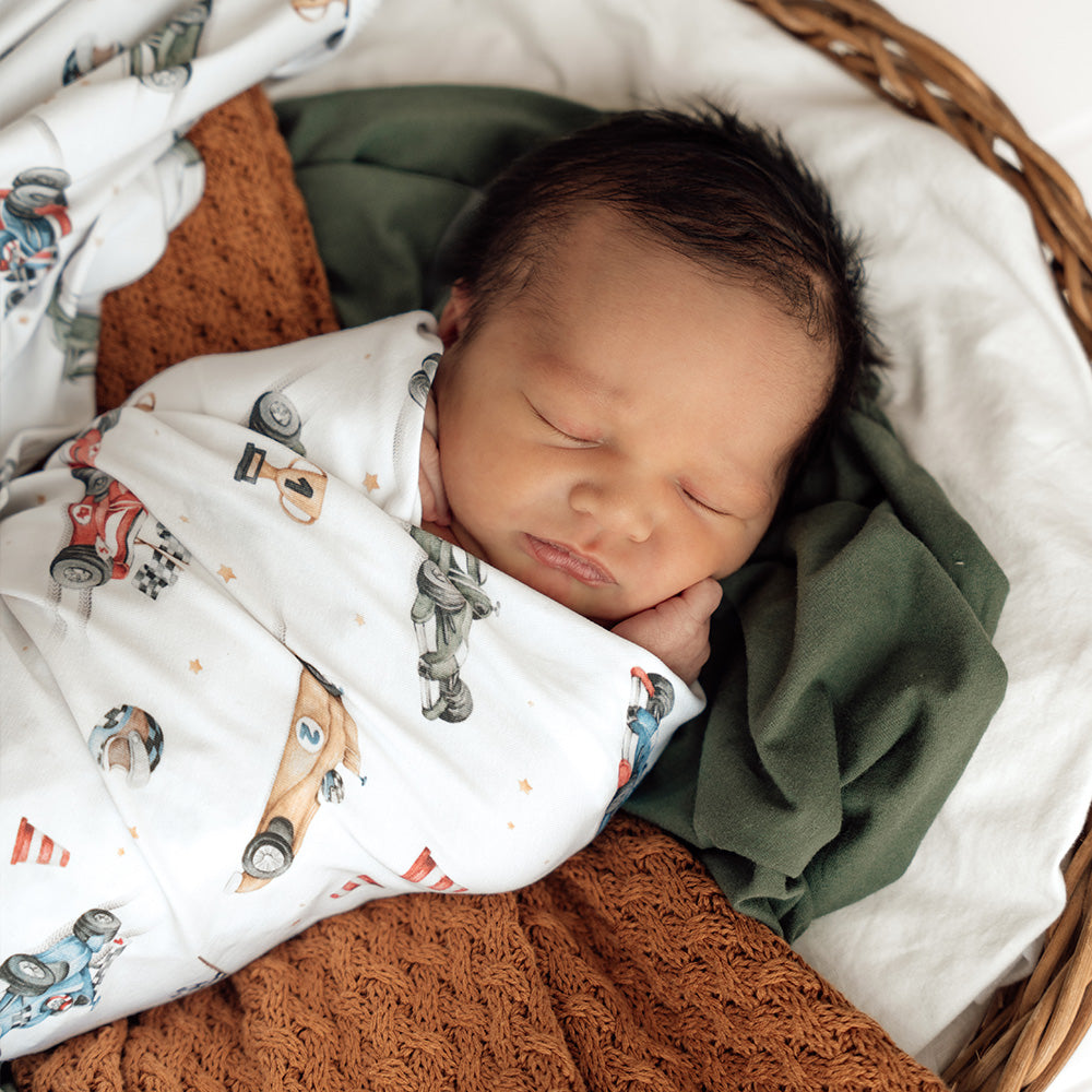 Little Racers Organic Jersey Wrap & Beanie Set - View 8