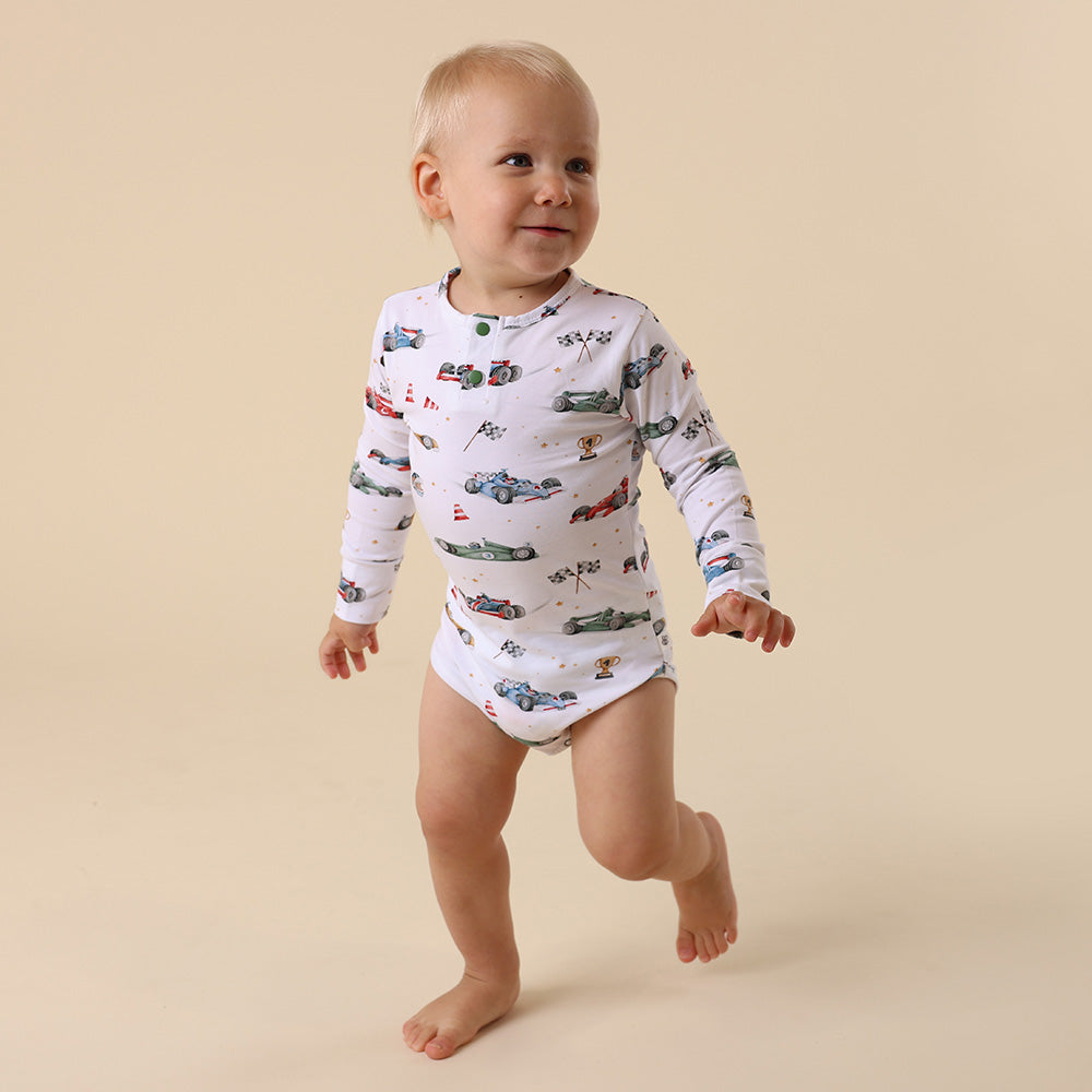 Little Racers Long Sleeve Organic Bodysuit - View 11