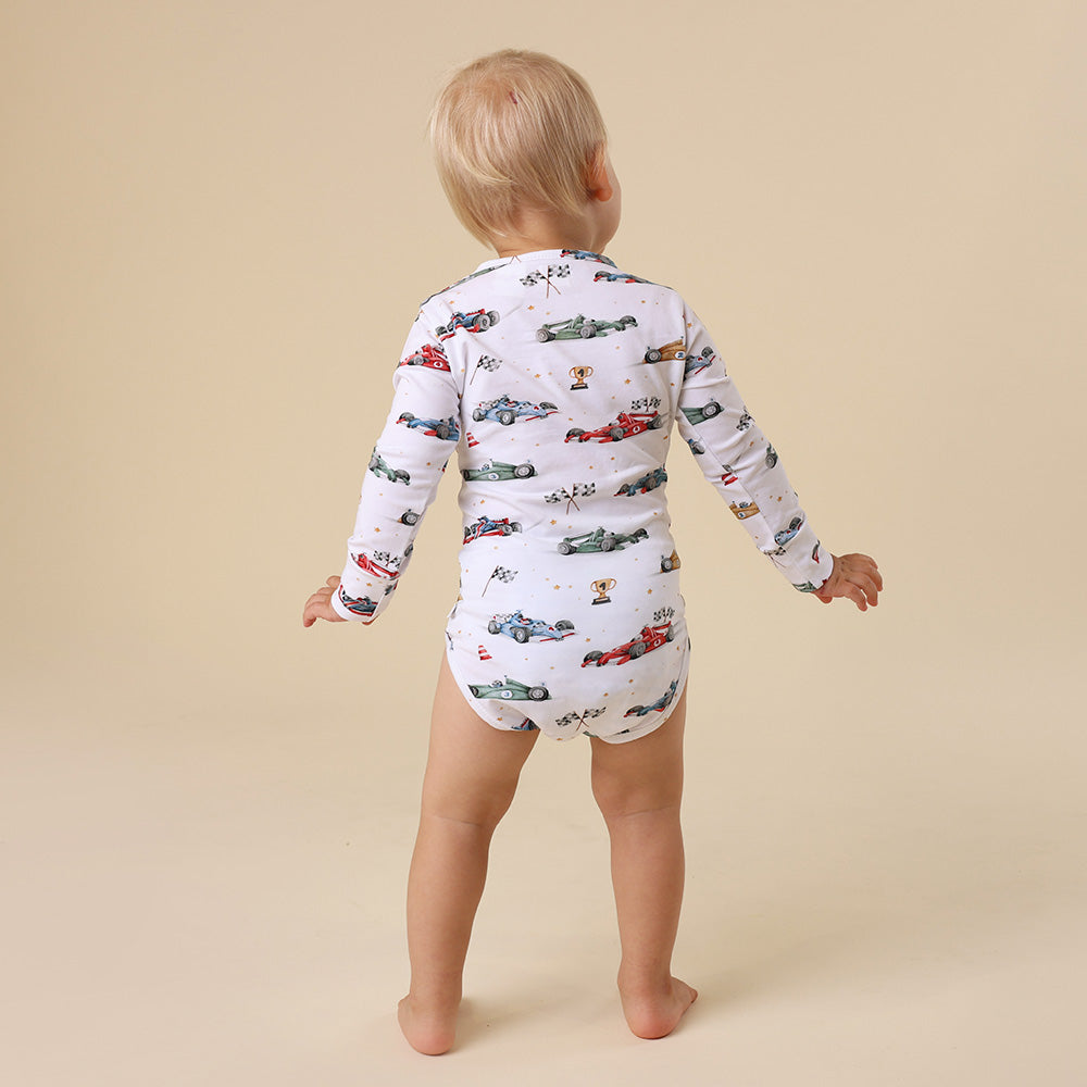Little Racers Long Sleeve Organic Bodysuit - View 17