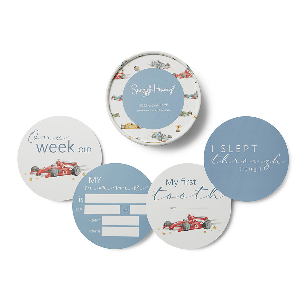Little Racers & Indigo Reversible Milestone Cards - View 1