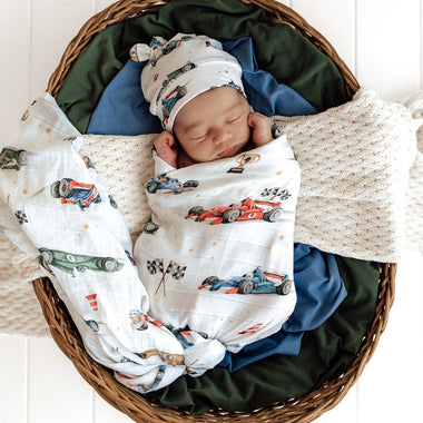 Little Racers Organic Muslin Wrap | Snuggle Hunny