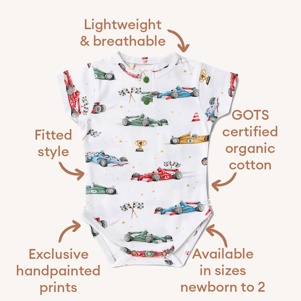 Little Racers Short Sleeve Organic Bodysuit - View 5
