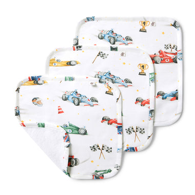 Little Racers Organic Wash Cloths - 3 Pack | Snuggle Hunny