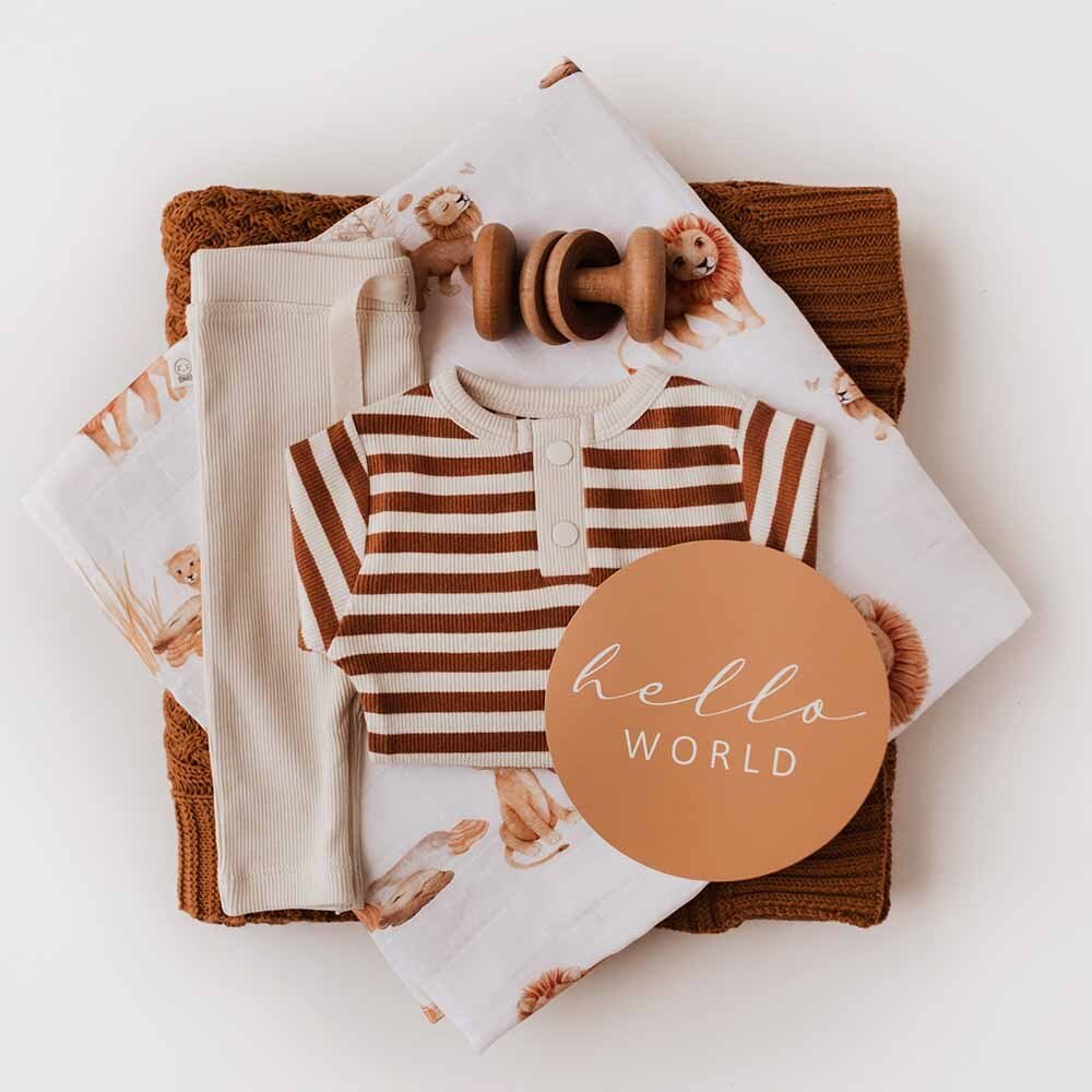 Biscuit Stripe Long Sleeve Organic Bodysuit - View 9