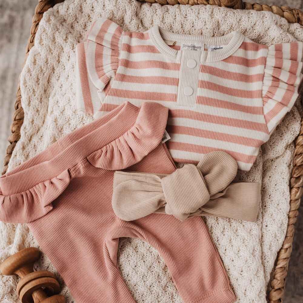 Rose Stripe Long Sleeve Organic Bodysuit - View 8