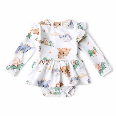 Dragon Long Sleeve Organic Dress-Snuggle Hunny