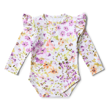 Isla Long Sleeve Organic Bodysuit with Frill | Snuggle Hunny