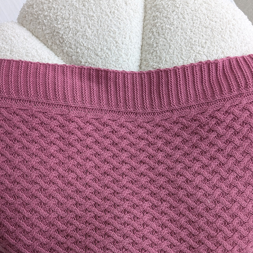 Mauve Diamond Knit Organic Baby Blanket - View 8