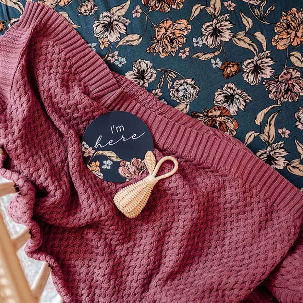 Mauve Knitted Baby Cot Blanket | Snuggle Hunny