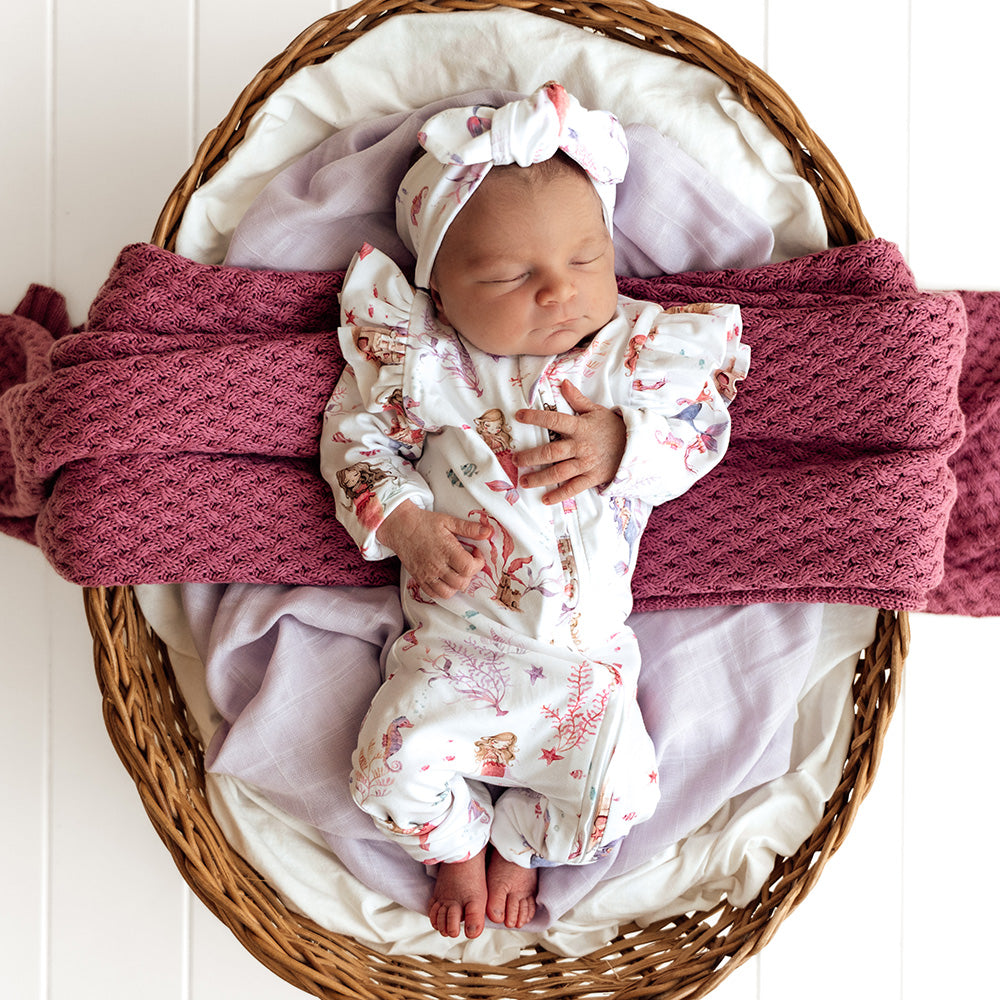 Mermaid Organic Snugglesuit Convertible Romper with Frill - View 1