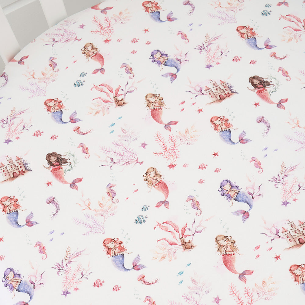 Mermaid Organic Fitted Cot Sheet - View 2