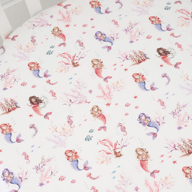 Mermaid Organic Fitted Cot Sheet | Snuggle Hunny
