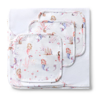 Mermaid Organic Baby Towel & Wash Cloth Set | Snuggle Hunny