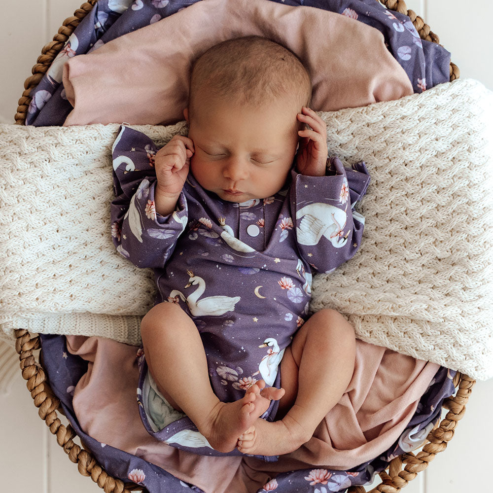 Midnight Swan Long Sleeve Organic Bodysuit with Frill - View 11