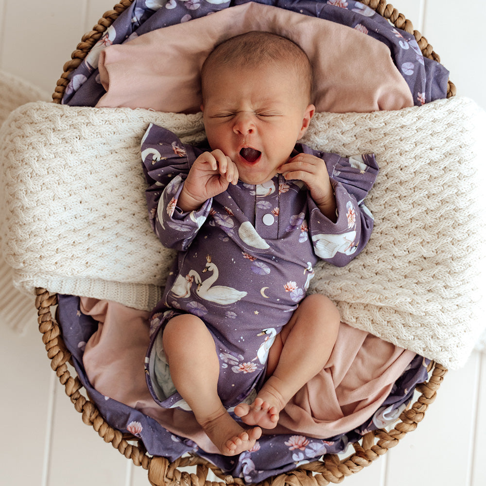 Midnight Swan Long Sleeve Organic Bodysuit with Frill - View 13