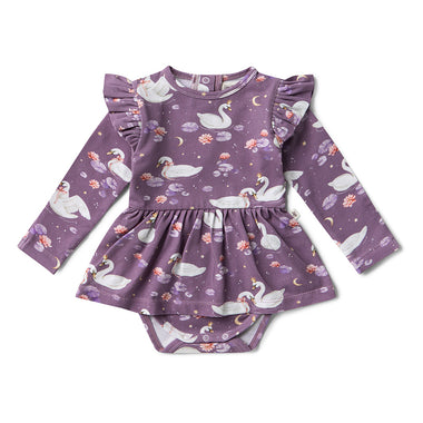 Midnight Swan Long Sleeve Organic Dress | Snuggle Hunny