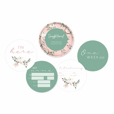 Cockatoo & Mint Reversible Milestone Cards-Snuggle Hunny
