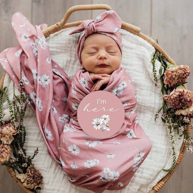 Daisy & Musk Pink Reversible Milestone Cards-Snuggle Hunny