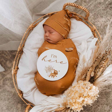 Lion & Sunrise Gold Reversible Milestone Cards-Snuggle Hunny