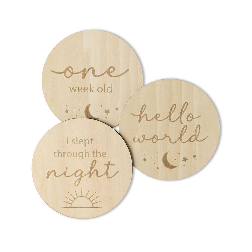 Sun & Moon Wooden Milestone Cards - View 3