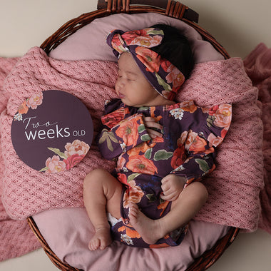 Sienna & Pink Sand Reversible Milestone Cards | Snuggle Hunny