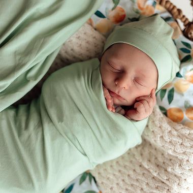 Mint Organic Jersey Wrap & Beanie Set | Snuggle Hunny