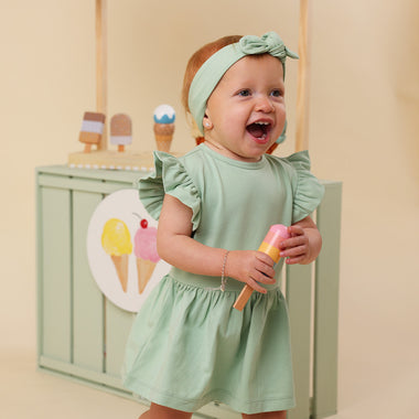 Mint Short Sleeve Organic Dress | Snuggle Hunny