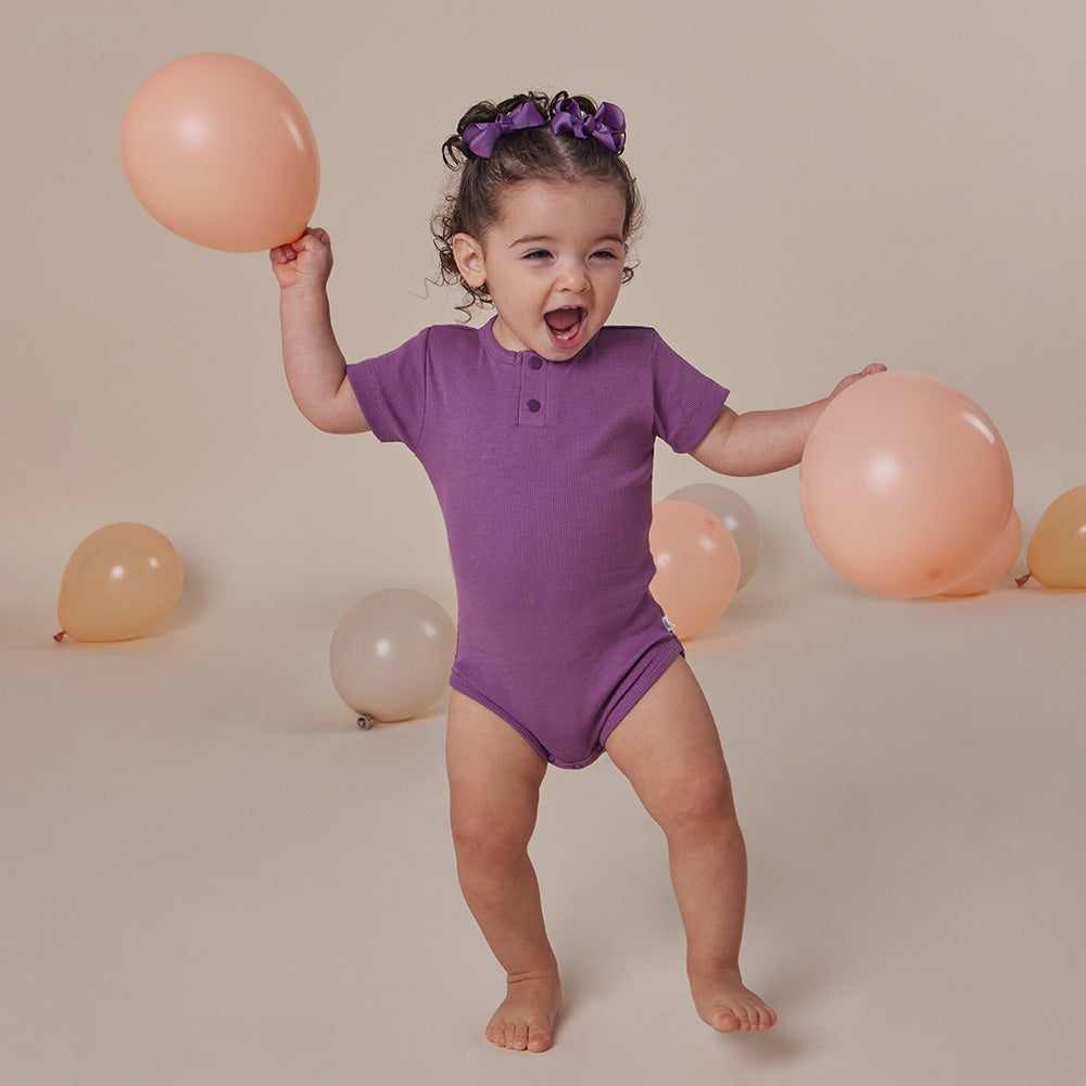 Mulberry Rib Short Sleeve Organic Bodysuit - View 1