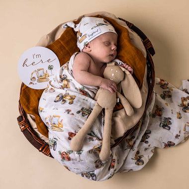 Muslin Wraps - Diggers & Tractors Organic Muslin Wrap