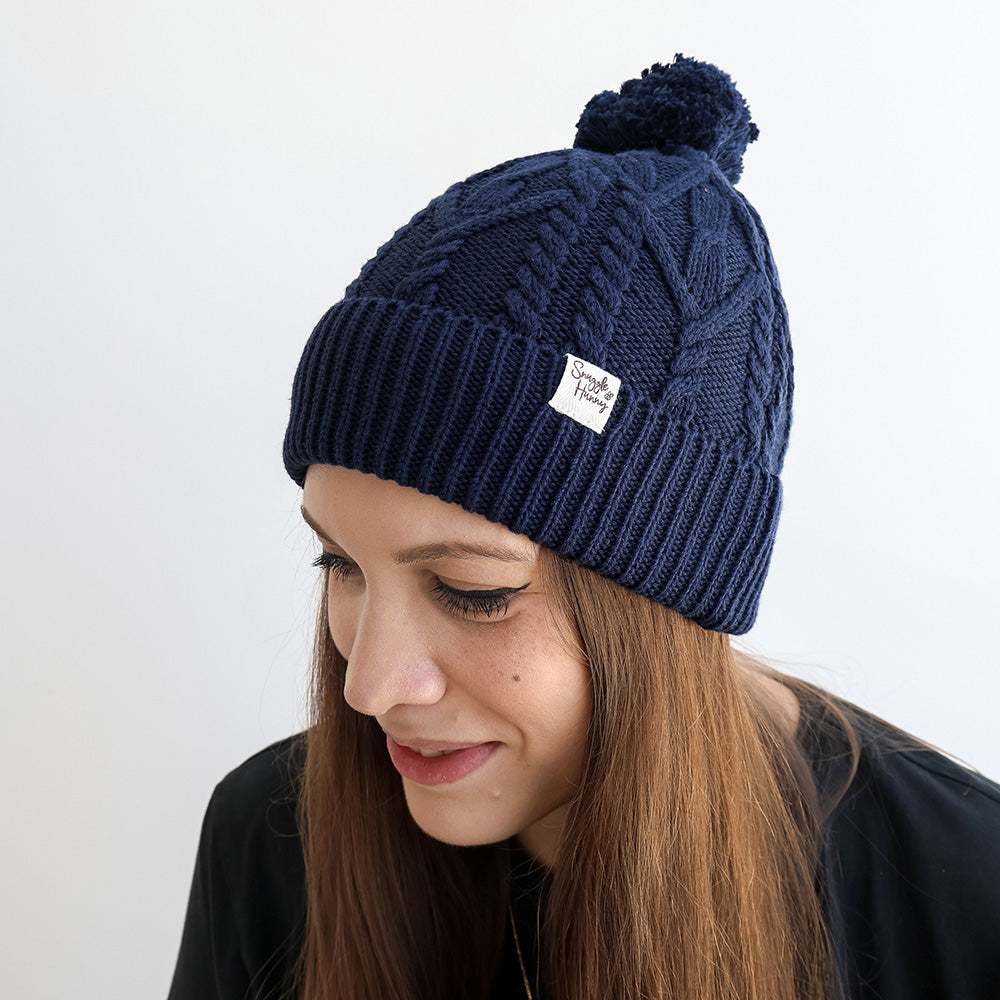 Navy Organic Adult Knit Beanie - View 6