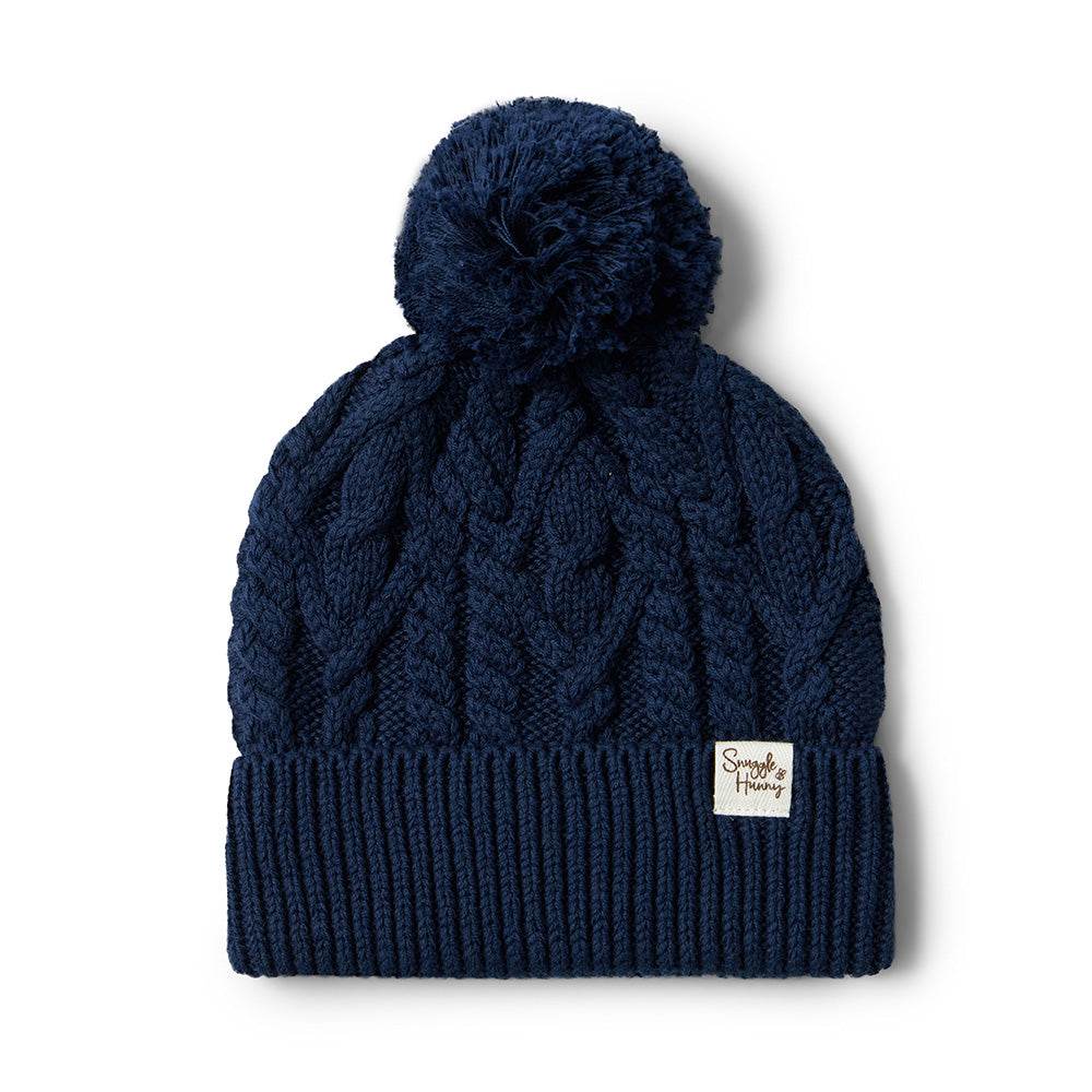 Navy Organic Baby Knit Beanie - View 2