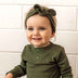 Olive Ribbed Organic Topknot-Snuggle Hunny