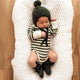 Olive Stripe Long Sleeve Organic Bodysuit - Thumbnail 1