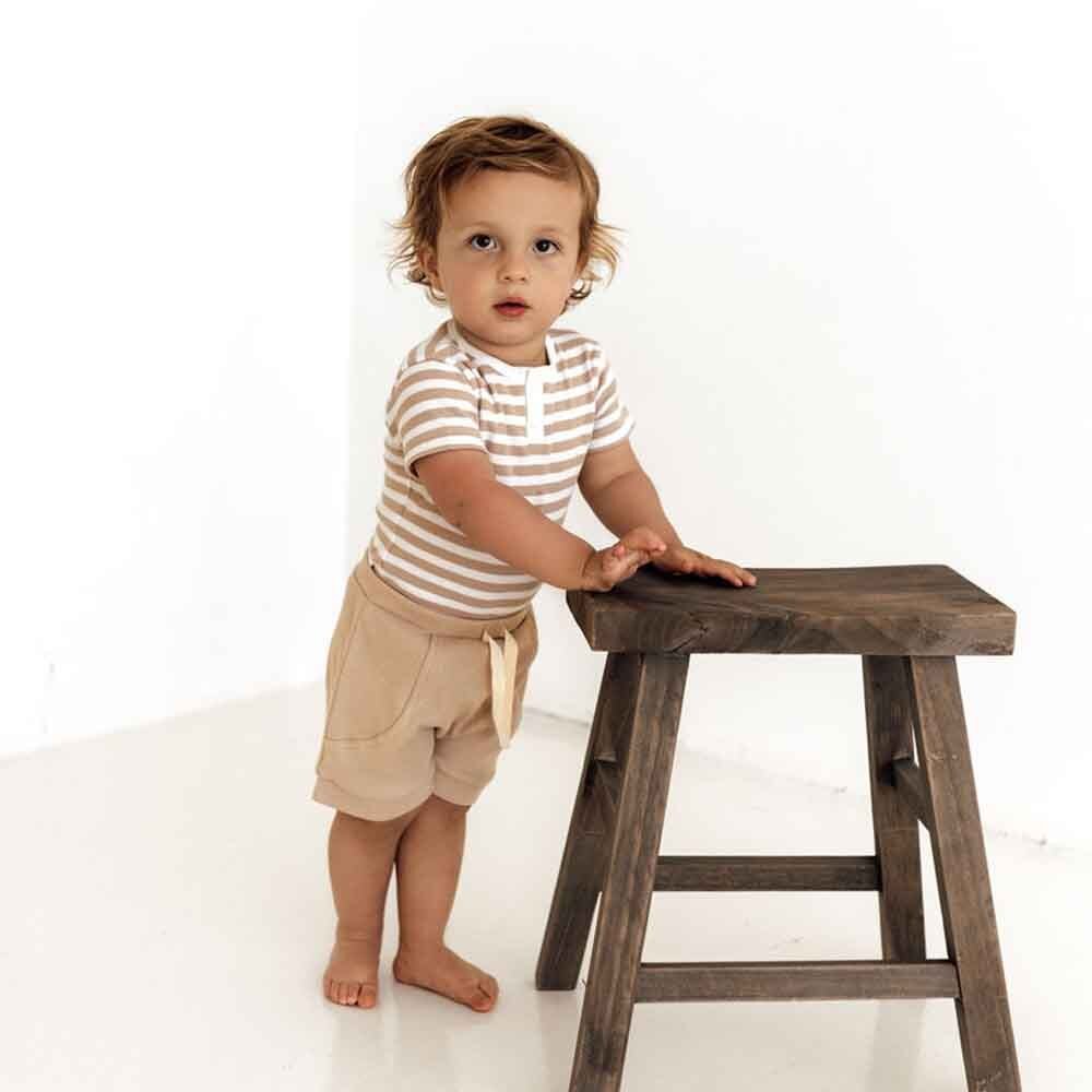 Pebble Stripe Short Sleeve Organic Bodysuit - View 5