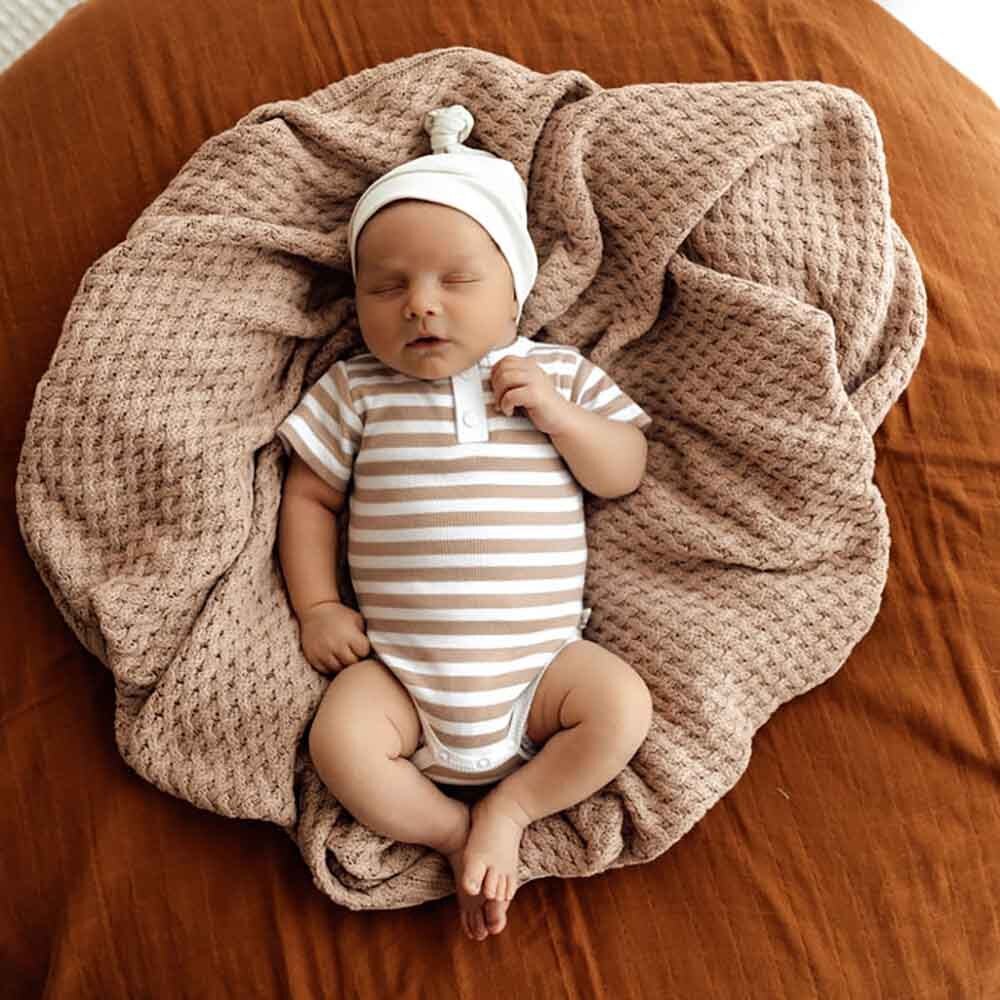 Pebble Stripe Short Sleeve Organic Bodysuit - View 7