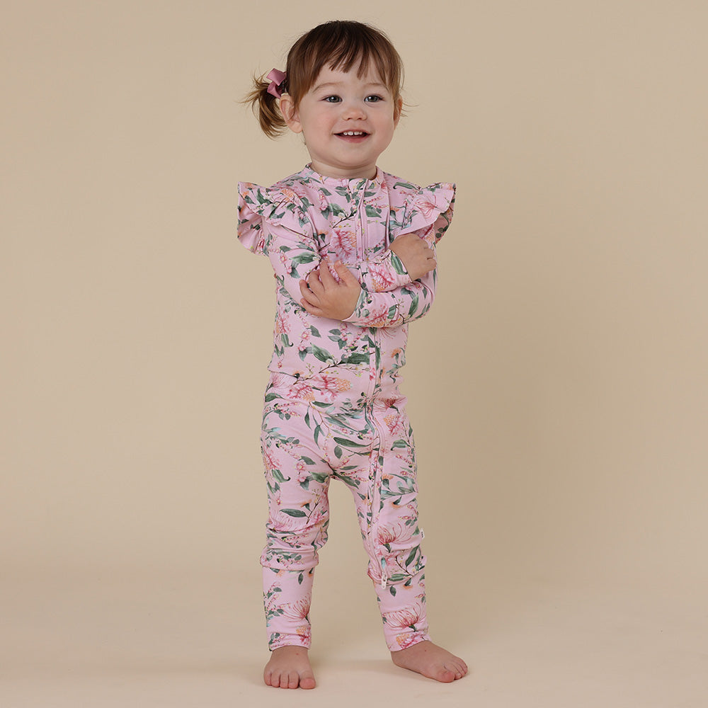 Pink Wattle Organic Snugglesuit Convertible Romper with Frill - View 5