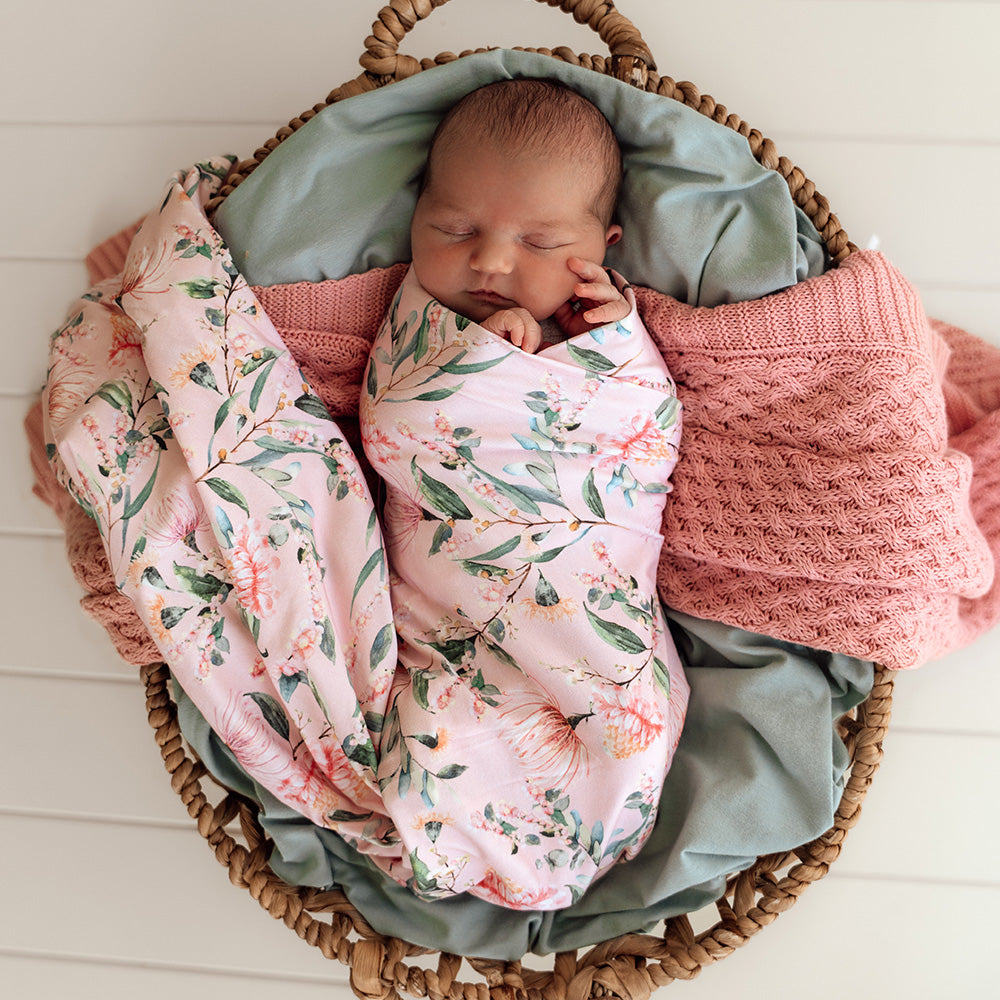 Pink Wattle Organic Jersey Wrap & Topknot Set - View 4