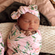 Pink Wattle Organic Jersey Wrap & Topknot Set - Thumbnail 3