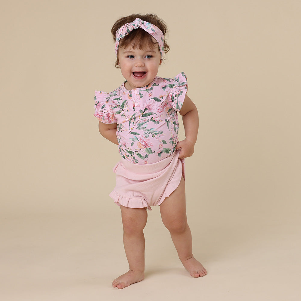 Pink Wattle Short Sleeve Organic Bodysuit - View 2