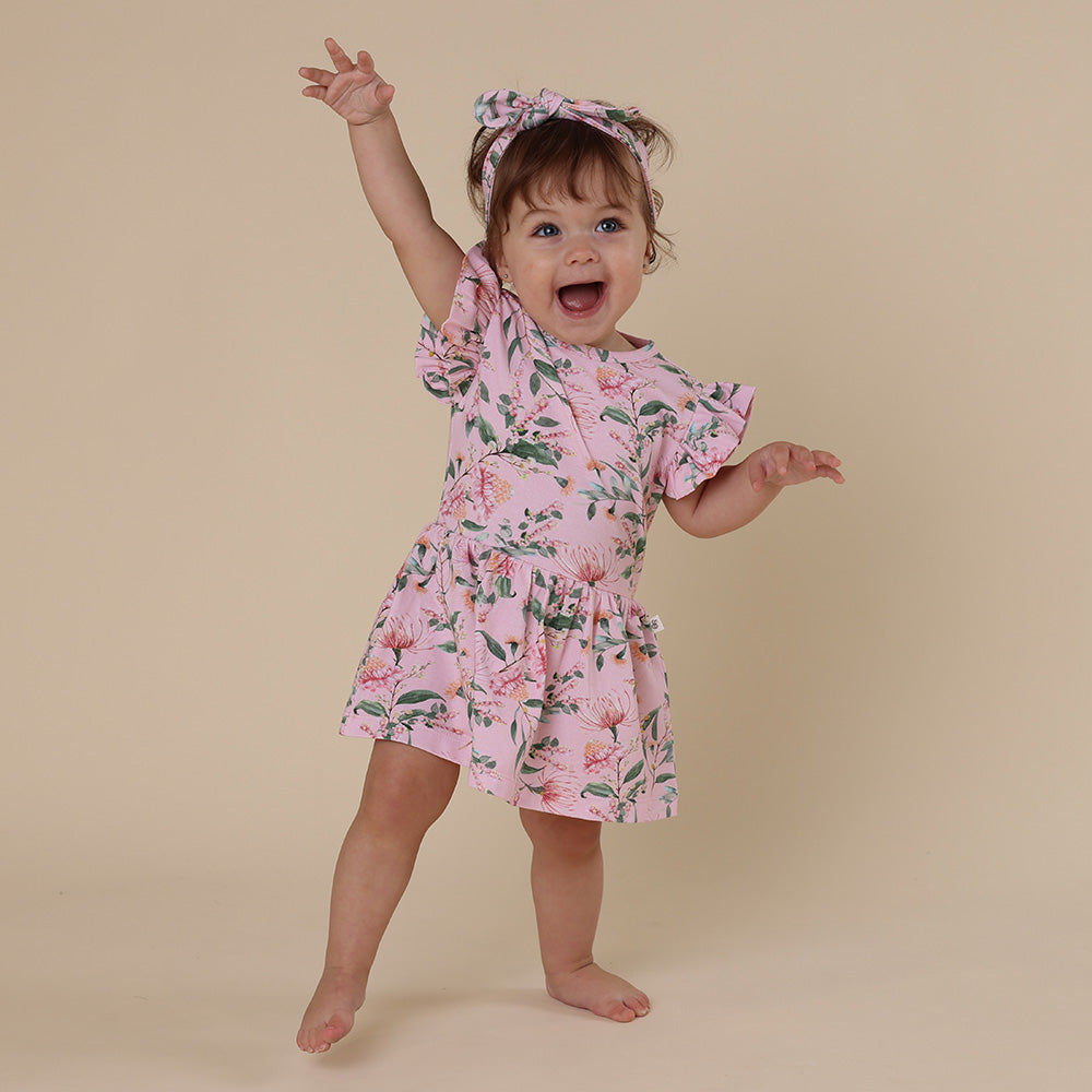 Pink Wattle Short Sleeve Organic Dress - View 3