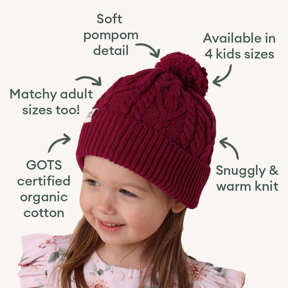 Raspberry Organic Baby Knit Beanie - View 5