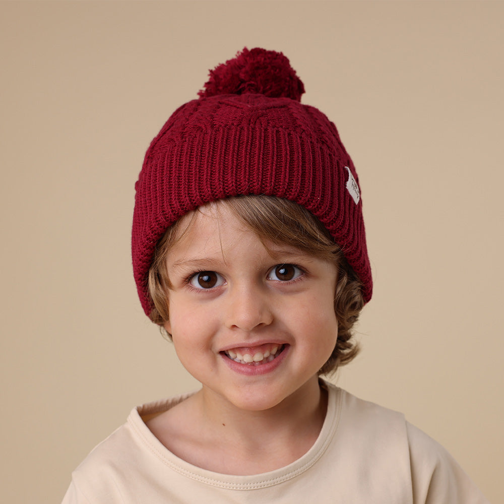 Raspberry Organic Baby Knit Beanie - View 4