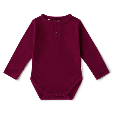 Raspberry Long Sleeve Organic Bodysuit | Snuggle Hunny